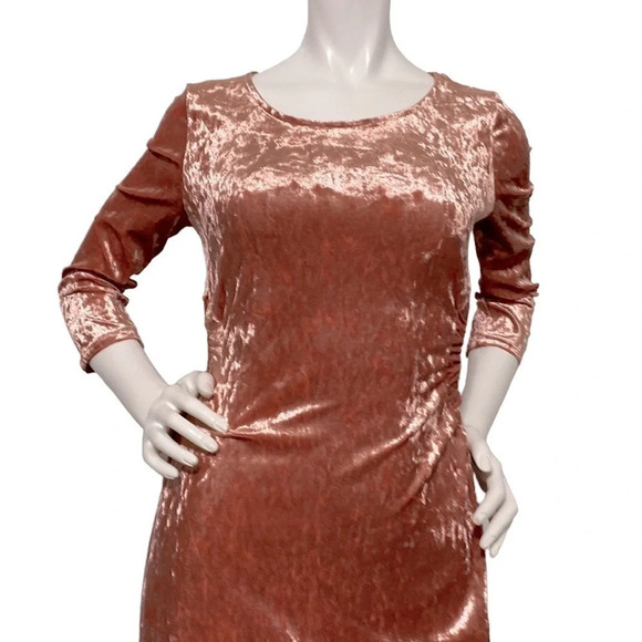 Everly NWT Coral Crushed Velvet Side Cutout Dress - Picture 3 of 7